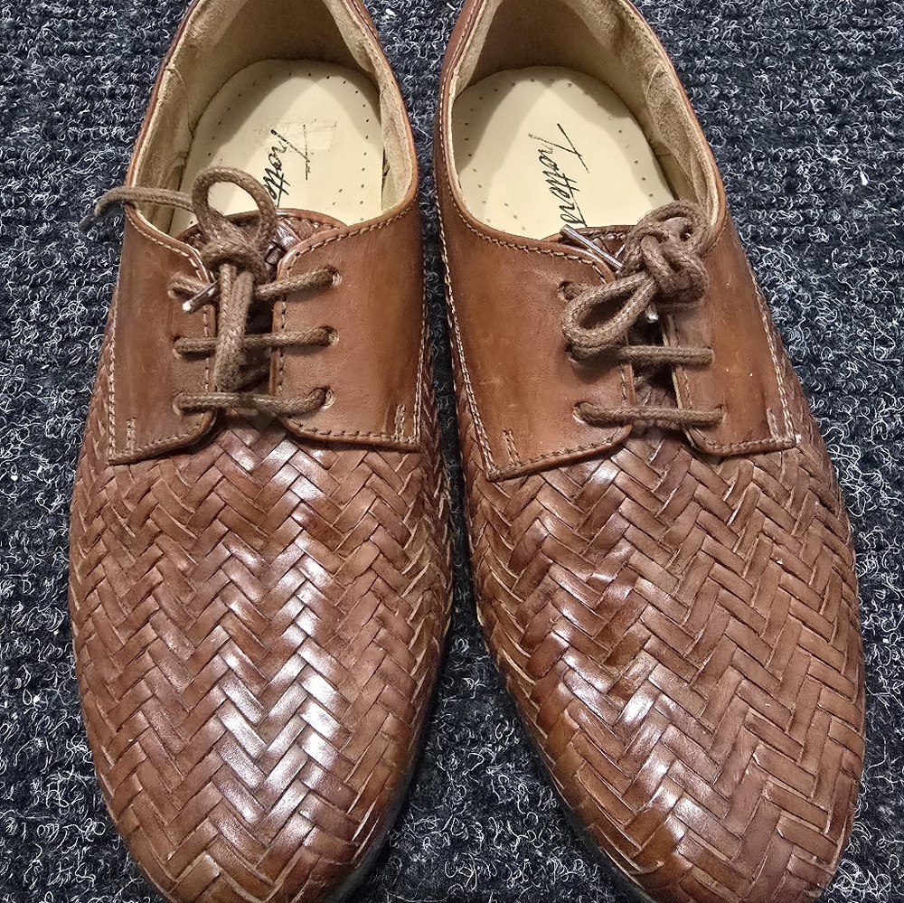 Trotters Lizzie Herringbone Brown Cognac Oxford Shoes Women - Picture 7 of 9